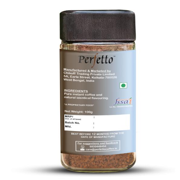 PERFETTO HAZELNUT FLAVOURED INSTANT COFFEE 100G JAR