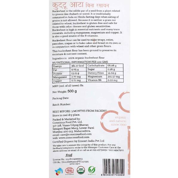 Conscious Food Organic Buckwheat Flour - 500gm