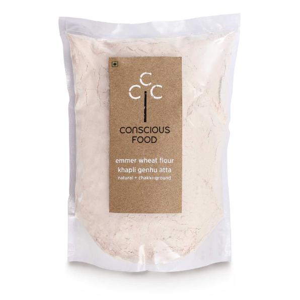 Conscious Food Khapli Atta (Emmer Wheat Flour ) 1kg, Natural Chakki-Ground Atta